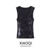 Style 2024 Summer New Arrival Women's Clothing Easiest for Match Round Neck Sleeveless Accessible Luxury Beads Decoration Knitting Tops 3920034