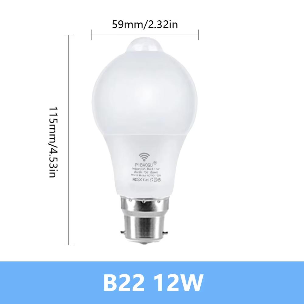 

Motion Sensor LED Light 220V 110V E27 B22 12W 15W 18W LED Lamp Auto Smart Infrared LED Bulb Energy Saving Bombillas Home Porch AC220V(175-265V)&Cold White