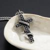 304 Stainless Steel Men's Coiled Snake Cross Pendant Necklace