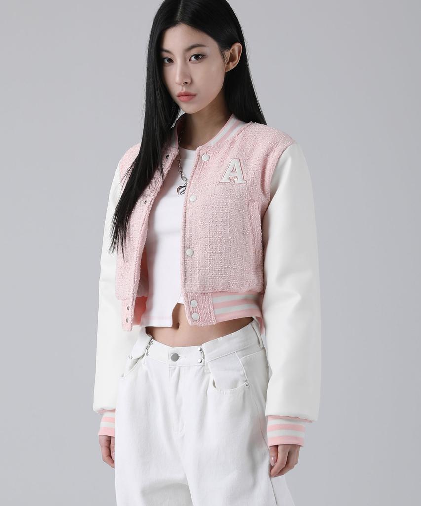 Avandress Atlantis Love Crop Varsity Jacket Pink