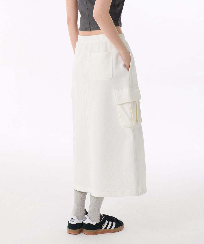 MUSINSA STANDARD WOMAN Women'S Flat Terry Sweat Cargo Long Skirt [Cream]
