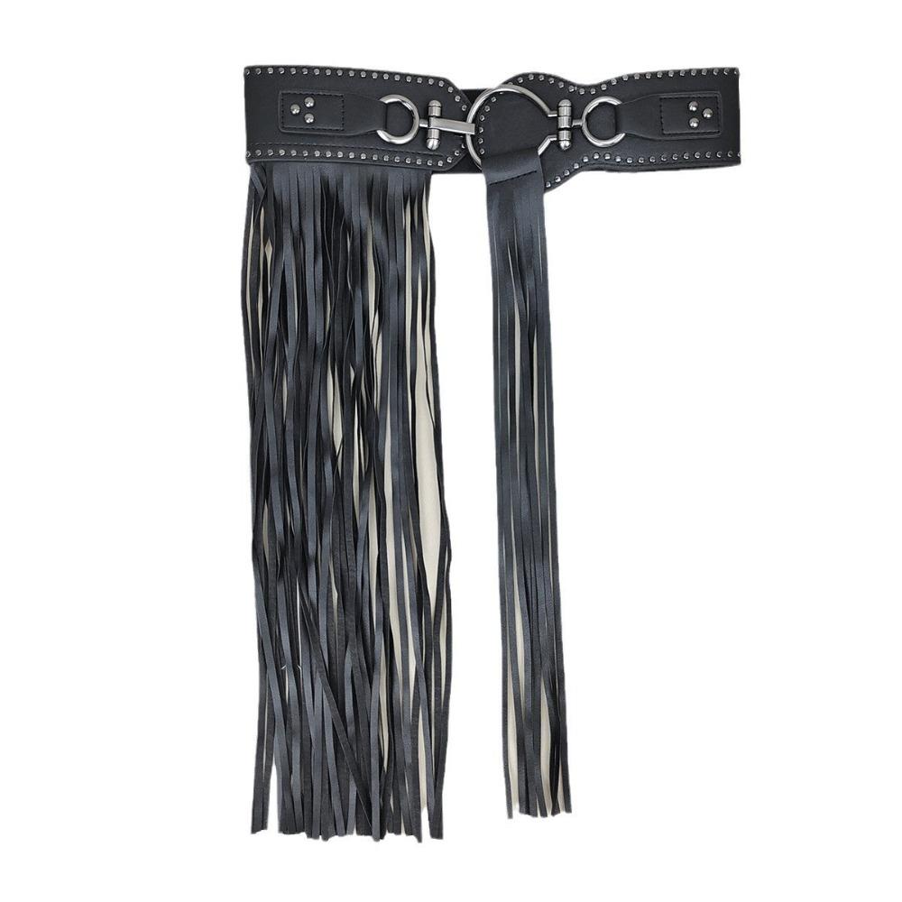 Jeans Decor Rivets Belt Vintage Punk Belt Exaggerated Tassels Waistband  Jazz Dance Accessory
