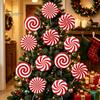 Reusable Outdoor Christmas Ornaments 12Pcs Candy Yard Stakes, Hollow Board Garden Decor with Metal Spikes, Easy Install Lawn Signs Red White Green for