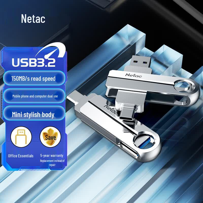 Netac US16 Dual-Interface USB 3.2 OTG Flash Drive 64GB
