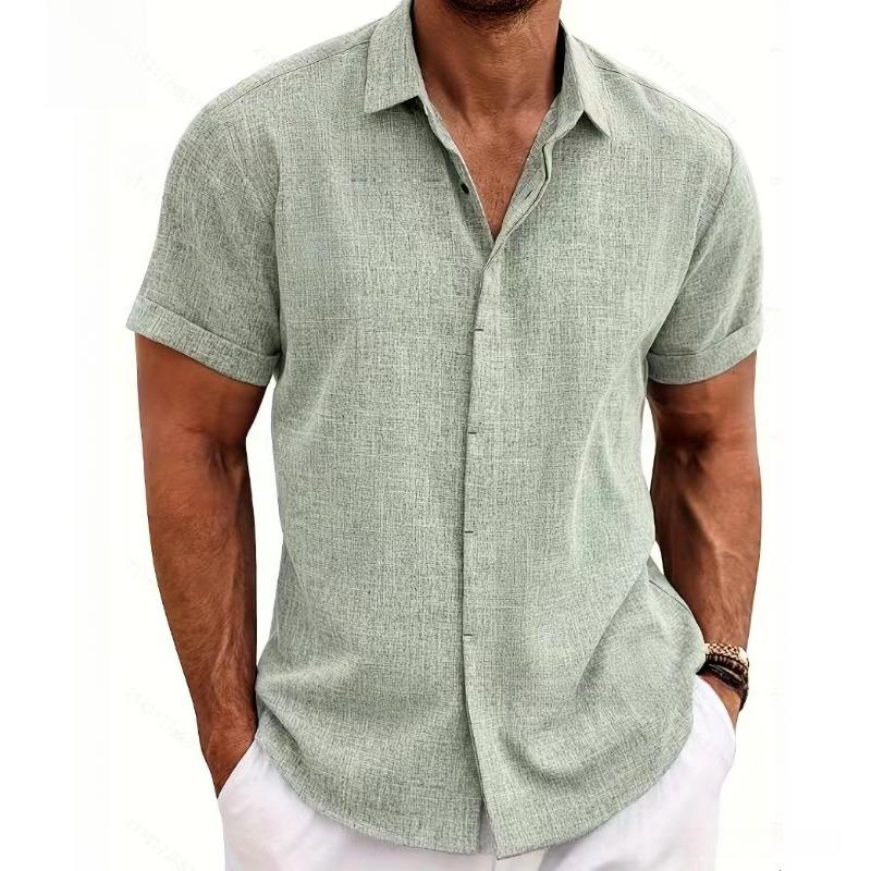 Casual Loose Solid Color Top Men's Short Sleeved Shirts