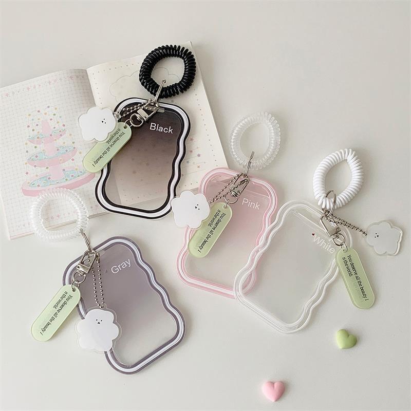Soft Silicone Card Holder With Elastic Rope Pendant Photocard Holder Idol Photo Display Storage Protect Cover Keychain Bag Charm