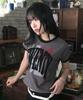Eontaiteulseoul Untitled Drip Applique Ringer Crop Short Sleeve Charcoal