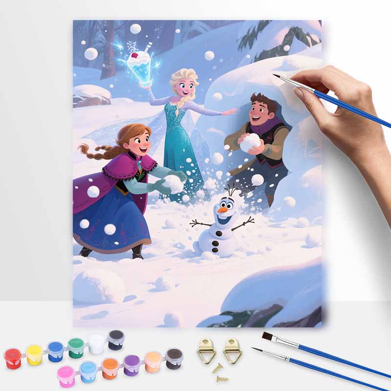 Disney Frozen Winter Snow Scene Digital Oil Painting Art Kit Handmade Coloring Painting Home Decor
