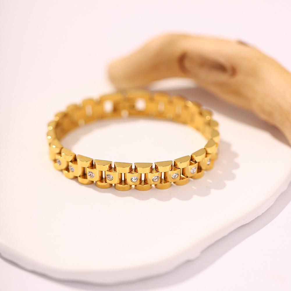 European & American Influencer Style 18K Gold PVD Steel Bracelet Watch Band