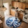Aquarell-Oktopus,Runder Teppich,Teppich für Wohnzimmer Schlafzimmer Sofa Spielzimmer Dekor,Rutschfeste Fußmatte