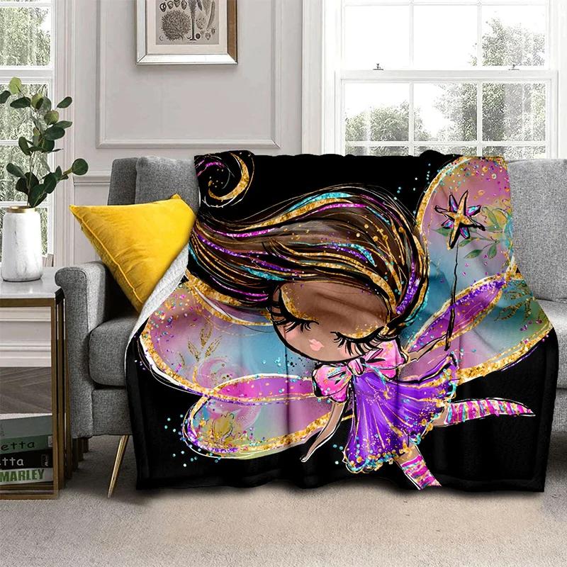 Cute Ballet Girl Ballerina Fairy Cartoon Blanket,soft Throw Blanket for Home Bedroom Bed Sofa Picnic Office Cover Blanket Kids