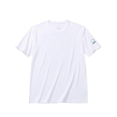Anta Camiseta de Manga Curta Confortável e Respirável com Gola Redonda e Letra Estampada Tops Unissex Branco 152436120-1