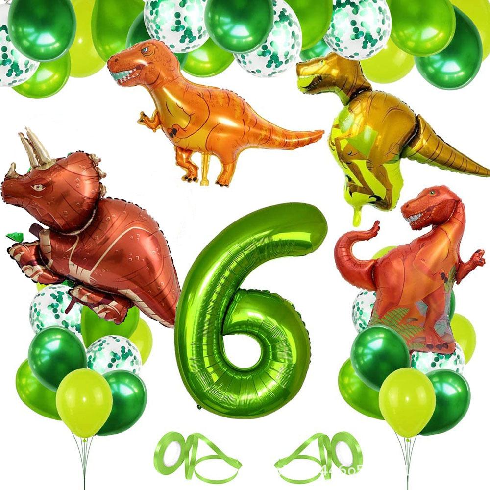 Dinosaur 1 -9 Years Old Birthday Party Balloon Background Decoration Number Set Birthday Number Balloon Set Green 