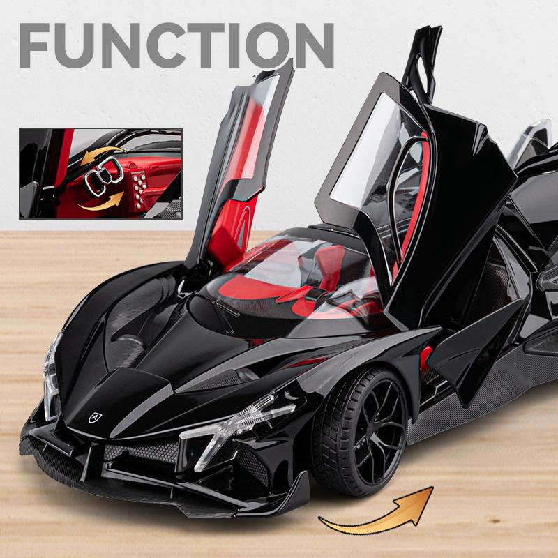1/18 Apollo Project EVO Supercar Diecast Alloy Metal Model Toy Car Sound & Light High Simulation Home Decorations Birthday Gifts