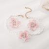 Kamelien-Perlen-Choker Retro Blume Perlenkette Elegante Kamelienkette Ohrringe für Hochzeitsparty Dating Urlaub