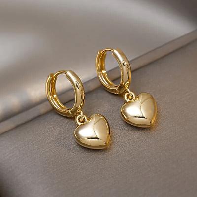 3D Korean Heart Shaped Earrings Hoop Fashion Heart Shaped Dangle Earrings Gift