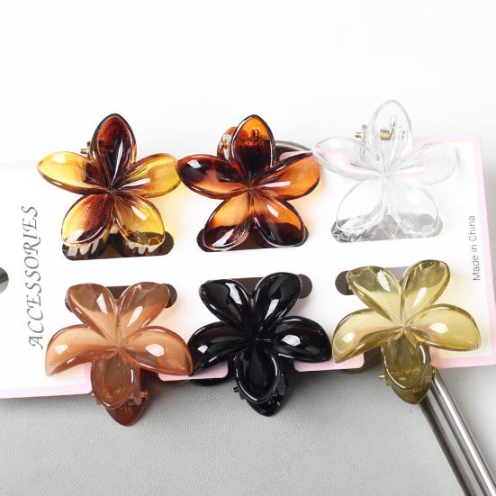 6 Stück Haarkralle Lebendige Farbe Blumenform Hinterkopf Großes Haar
