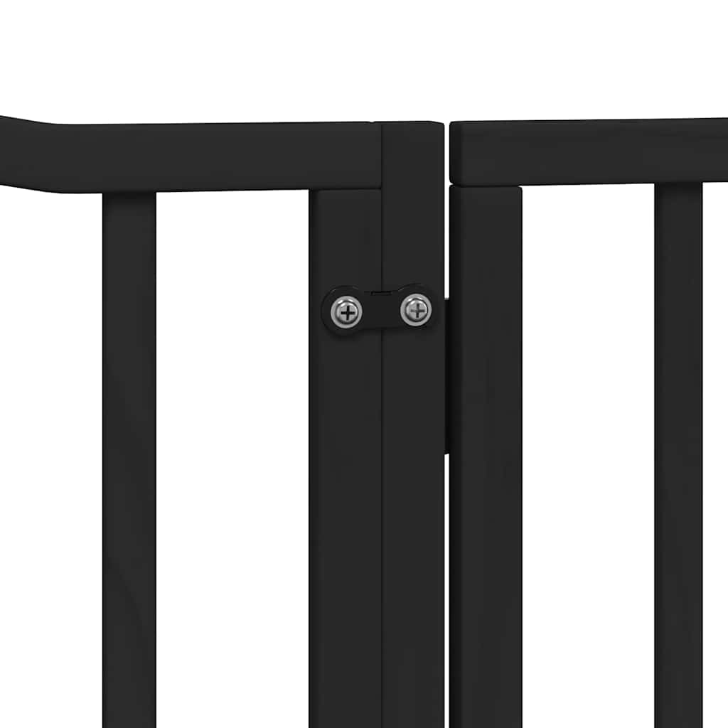 4 Piece Foldable Black Dog Gate 320 cm Poplar Wood