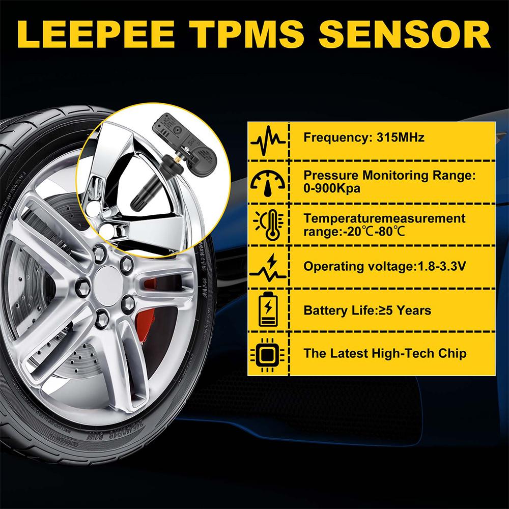 Car Tire Pressure Sensor Internal Sensors 315MHz LEEPEE TPMS Sensor Replacement Tire Pressure Monitoring System