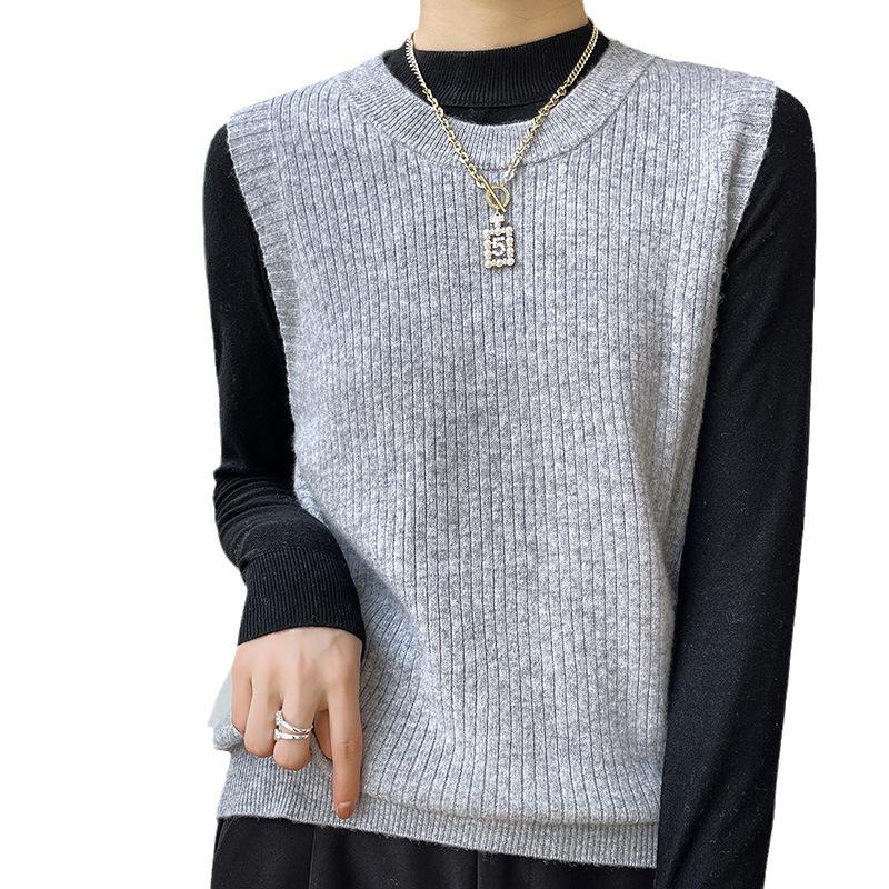 Women's Spring/Autumn Pure Wool Sleeveless Knit Cardigan Vest
