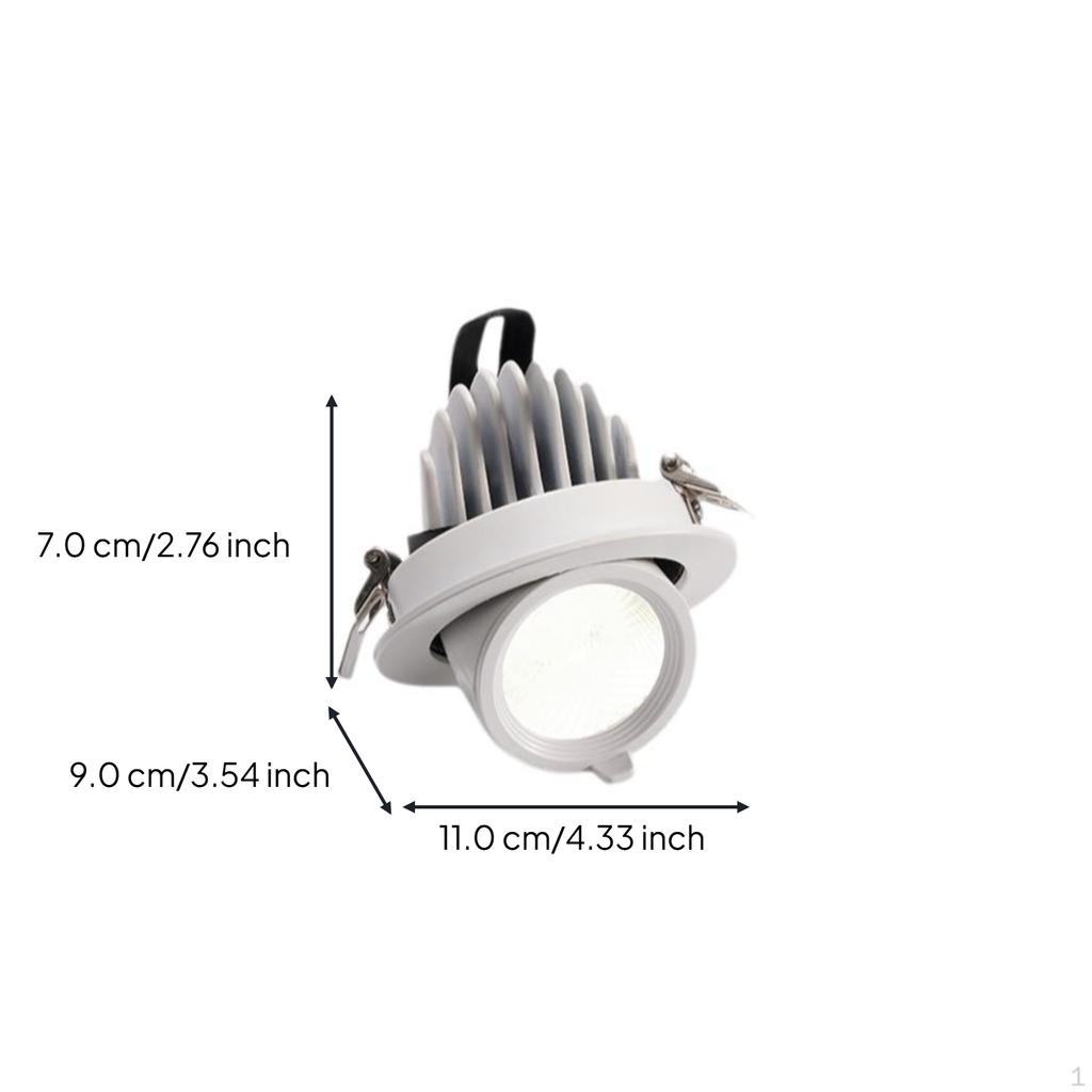 COB Recessed Ceiling Light, AntiGlare Spotlight, Adjustable Lightemitting Diode Downlight Warm Light