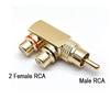 Gold Plated AV Audio Splitter Plug RCA Adapter 1 Male to 2 Female RCa F connector