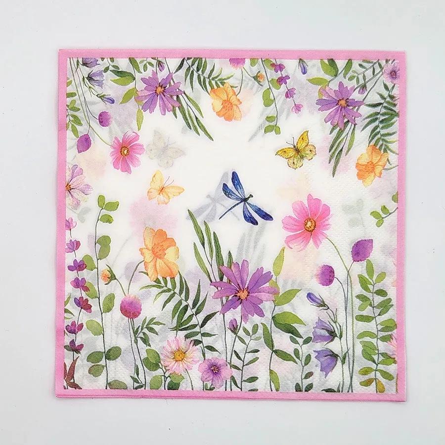 20pcs/pac Floral Printed Paper Napkins for Wedding Colorful Facial Tissues for Party Table Setting Disposable Dinner Napkins