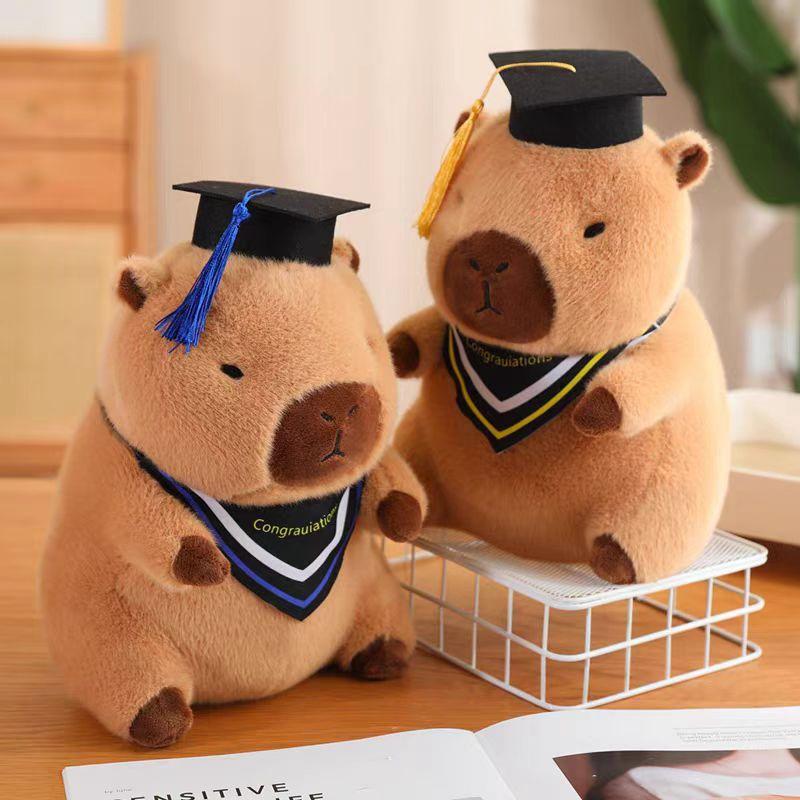 Bai Fen Bai Dolls And Toys Blue/Yellow Internet Celebrity Graduation Doctorate Capybara Plush Toy Doll Graduation Ceremony Doll Dr. Baba Kapibara