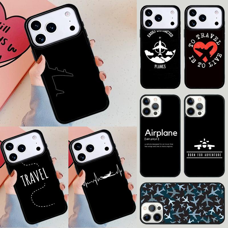 airplane Travel Flying Phone Case For iPhone 17 Air 14 15 13 12 Max Cover For Apple 14 15 16 16e 11 Pro Max Plus Coque