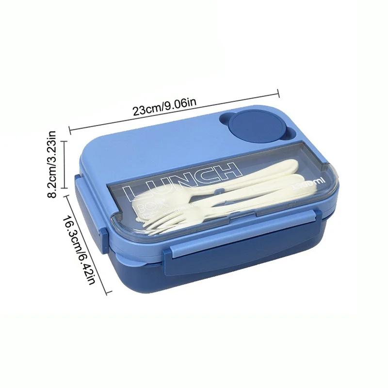 1300ml Compartment Lunch Box Portable Microwave Oven Sealed Bento Box with Spoon Fork Student Office Workers Food Containers