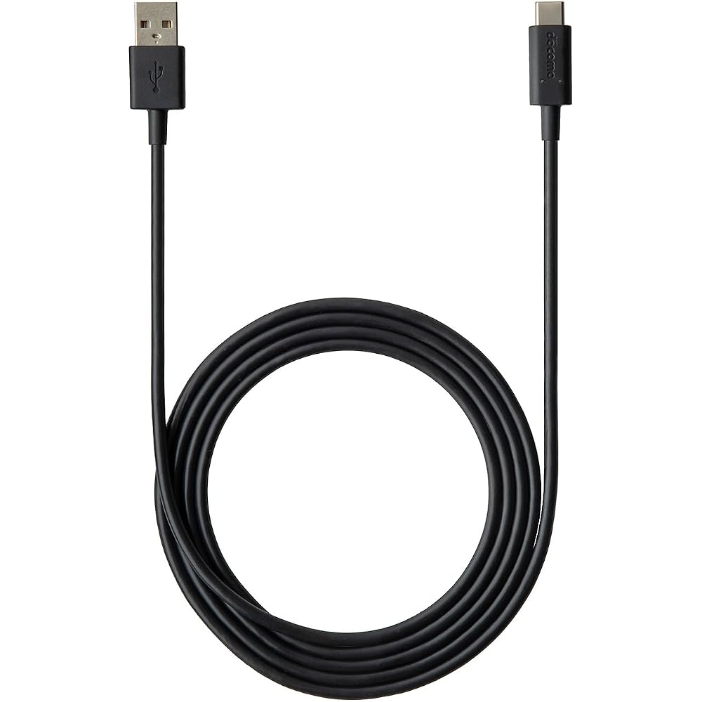 Docomo Genuine USB Cable A To C 02 1.5m Black AHD59268 Charging Data Transfer Abnormal Temperatur...