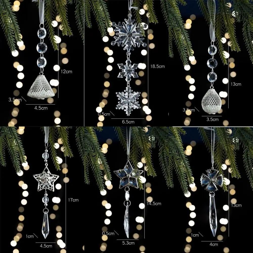Transparent Christmas Tree Decoration Snowflake DIY Five-pointed Stars Christmas Acrylic Snowflake Ornament