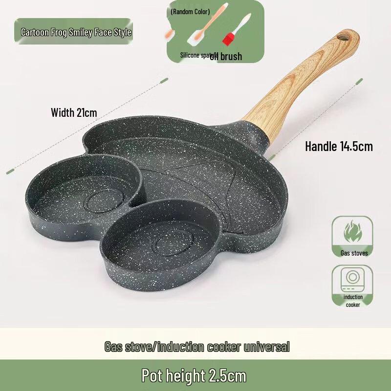 Creative Heart & Cartoon Face 4-Hole Breakfast Frying Pan