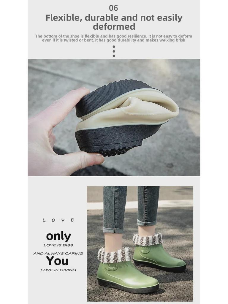 Wasserdichte, rutschfeste, modische Regenstiefel für Damen – kurzes Rohr, dicke Sohle, perfekt für Outdoor-Aktivitäten wie Angeln und Autowaschen