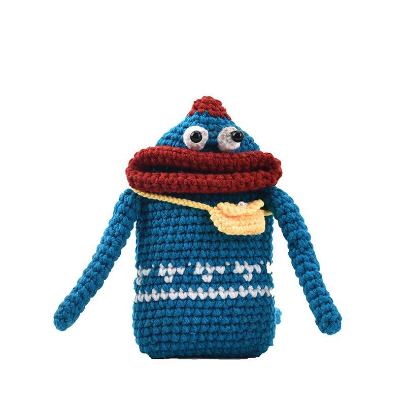Handmade Crochet Ugly Cute Phone Bag, Funny Cartoon Knitted Crossbody Purse For Women, Mini Shoulder Phone Pouch
