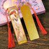 1Pc Vintage Painting Metal Bookmark Hollow Golden Bookmark with Tassel Stationery Gifts for Book Club Reader Writers Book Lovers