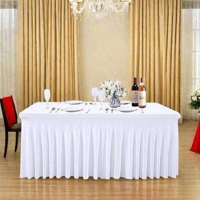 Solid Color Stretch Rectangular Table Skirt for Banquets and Conferences