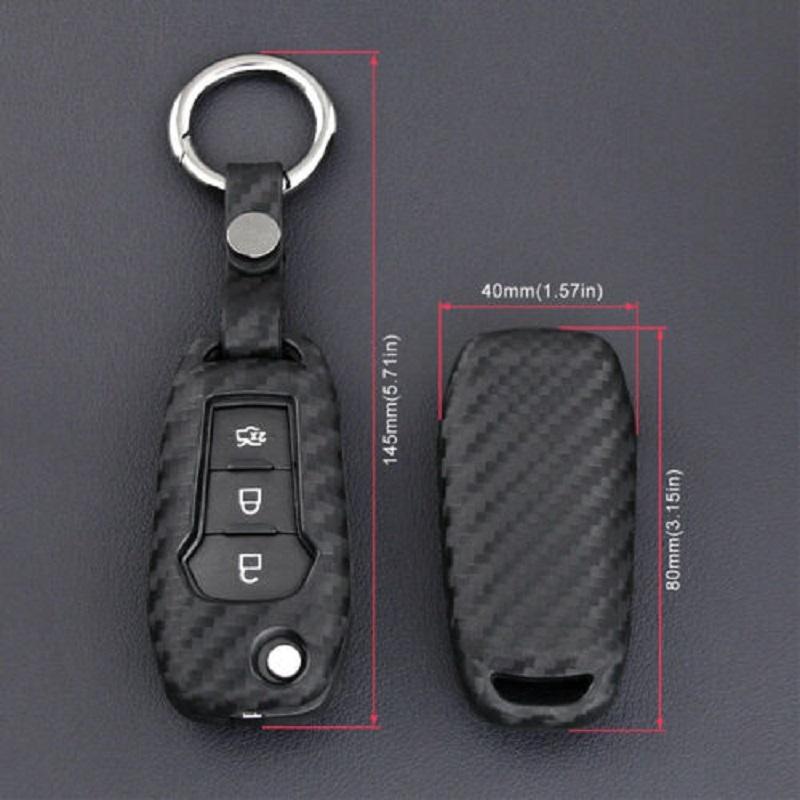 Car Key Fob Case Cover Carbon Fiber Flip For Ford F150 F250 2015 2016 2017 2018  Smart Remote Key Shell