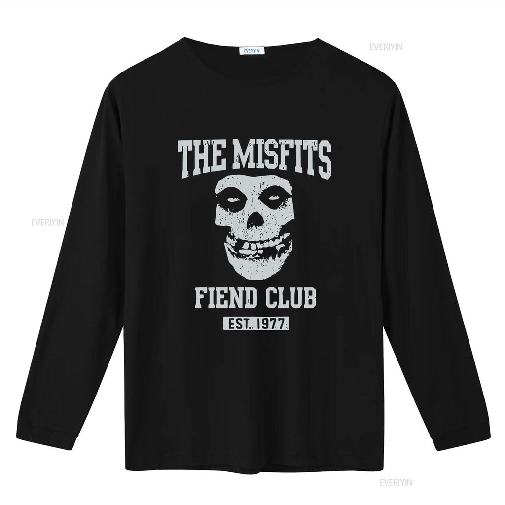Misfits Fiend Club Mens Black T Shirt Long or s Est 1977 Skull Print vintage Washed designer clothes Breathable graphic Soft