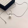 Stainless Steel Pearls Pendant Long Necklace Exquisite Snake Bone Adjustable Chain Sweater Jewelry for Women Party Accessories