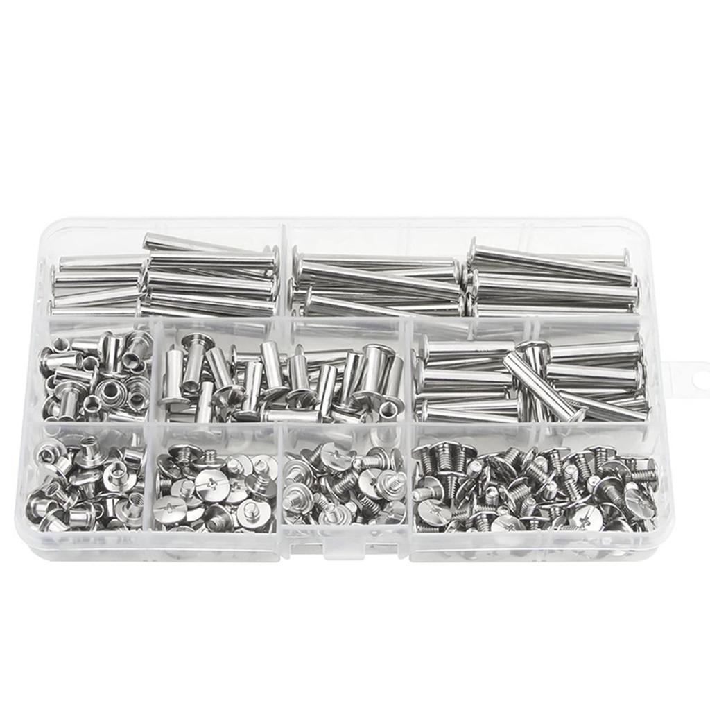 BAAJ-Chicago Screw Binding Screws Posts Assortment Kit For DIY Leather Bookbinding Crafts(240Pcs,M5)