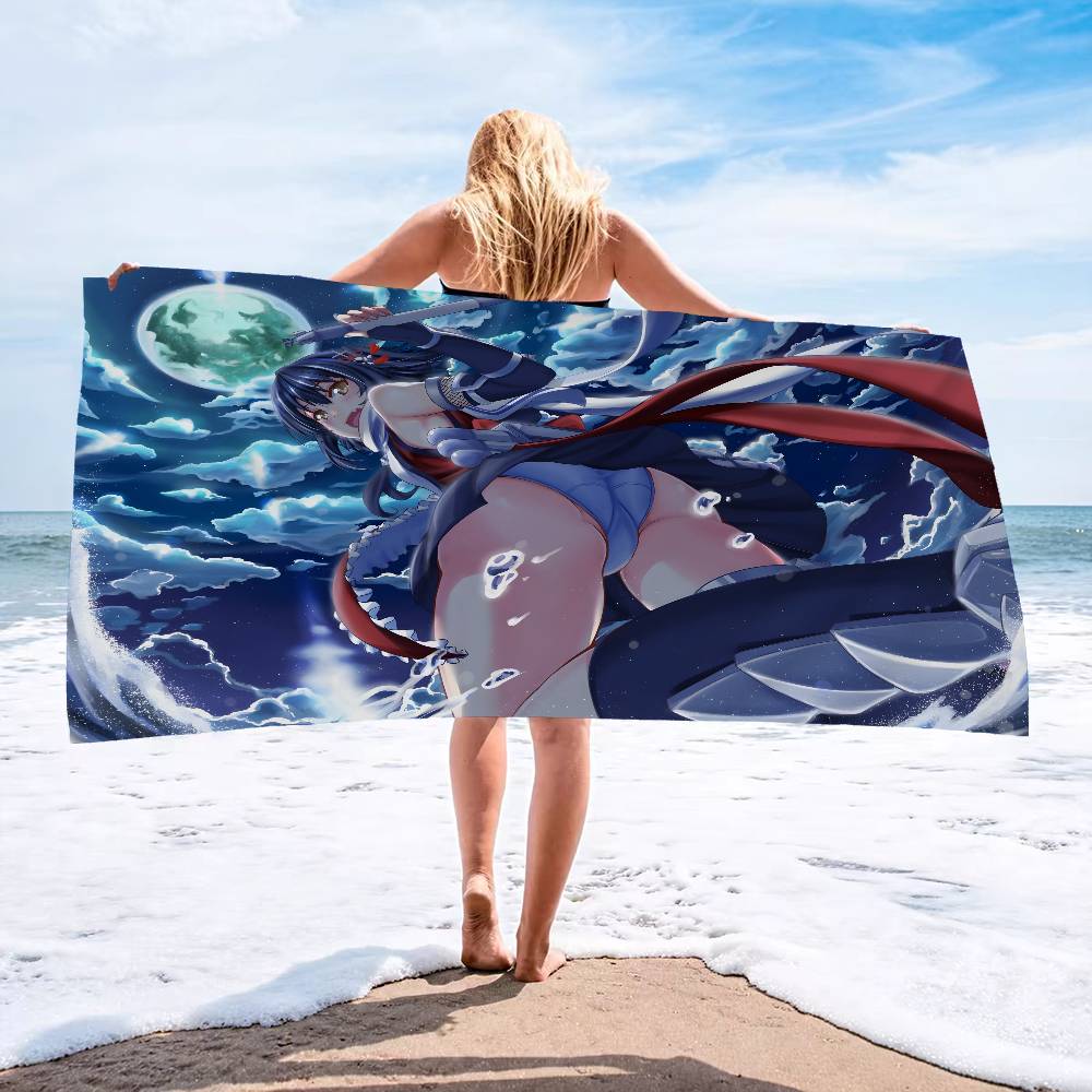 Anime Sexy Girls Cute Anime Microfiber Beach Towel Absorbent Quick Dry Soft Yoga Swimming Resort Mountain Climbing Towel