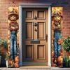 2PCS Fall Porch Sign Scarecrow Porch Banner Autumn Harvest Door Decoration Thanksgiving Front Door Decor Rustic Farmhouse Vertical Outdoor Hanging