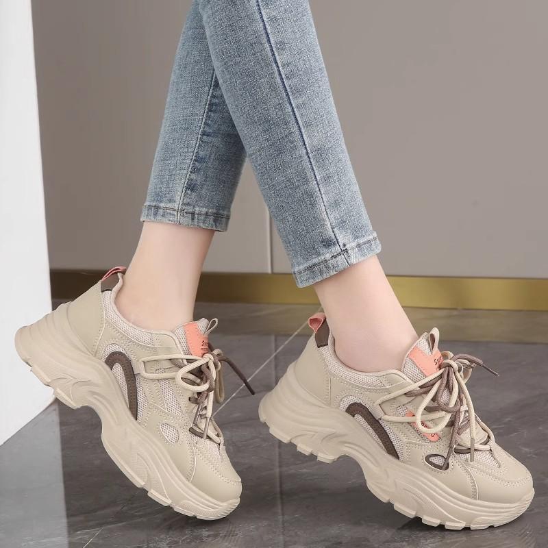 Mode Retro Damen Schuhe Frühling Herbst Plateau Schuhe Color Blocking Lässige Sneaker Modedesigner Schuhe Vielseitige Damen Sneaker