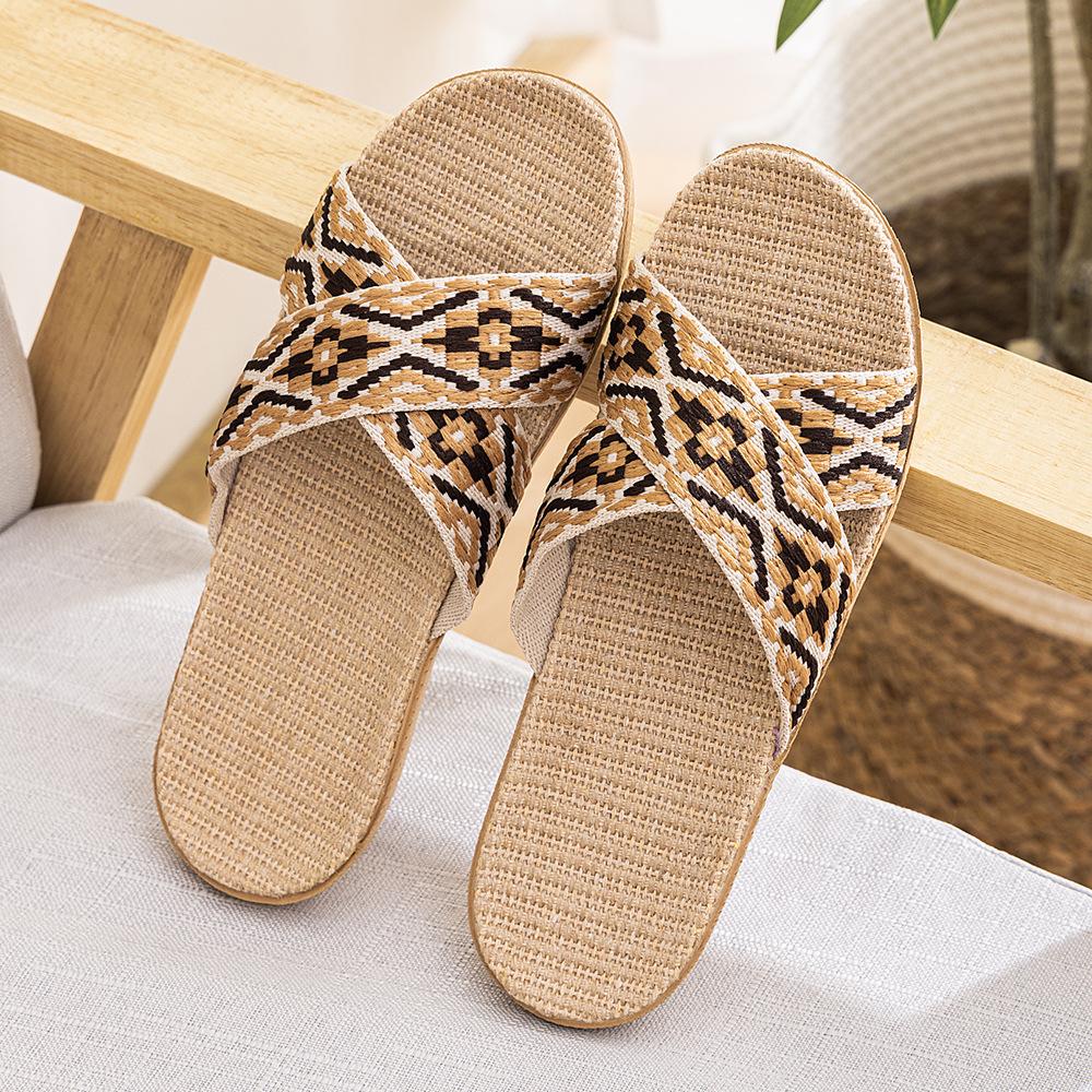 Four Seasons Women's Linen Deodorant Anti-slip Indoor/Outdoor Silent Slippers