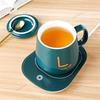 Portable USB Rechargeable Heating Cup 55℃ Thermal Ceramic Mug with Stainless Steel Spoon Gift Set for Travel Office Gift