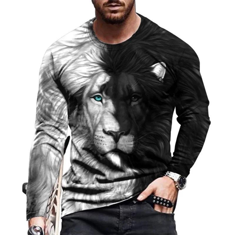 Men'S T-Shirt 3D Digital Printing Outer Wear With Long-Sleeved Casual Top
