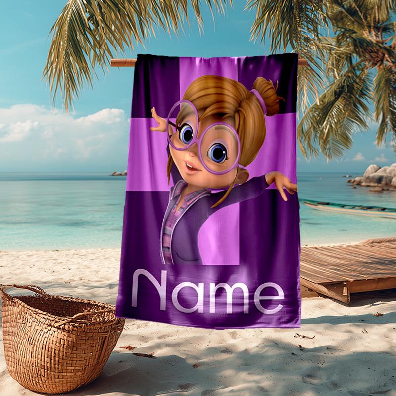 Custom Name Ultra-Soft Beach Towel with Alvin and the Chipmunks Theme,Ideal for Pool - Camping, Diving - Perfect Travel Essential, Vibrant Beach Towel