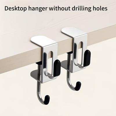 2 Pcs Adjustable Desk Side School Bag Hooks No Punching Removable Table Edge Hanger