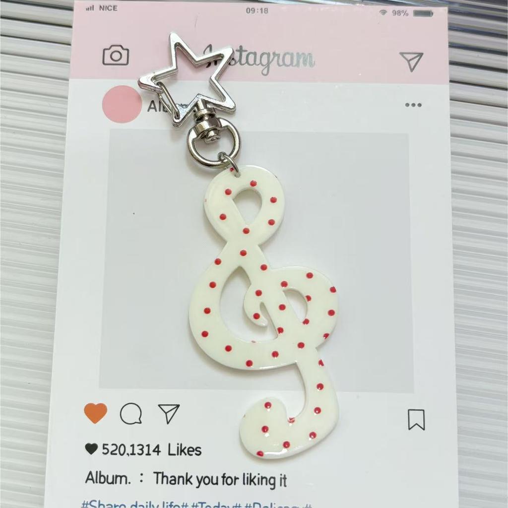 Fashion Vintage Keychain Organizer Retro Polka Dot Striped Music Note Star Bag Charm Cute Ins Keyring Holder Cute Funky Gift
